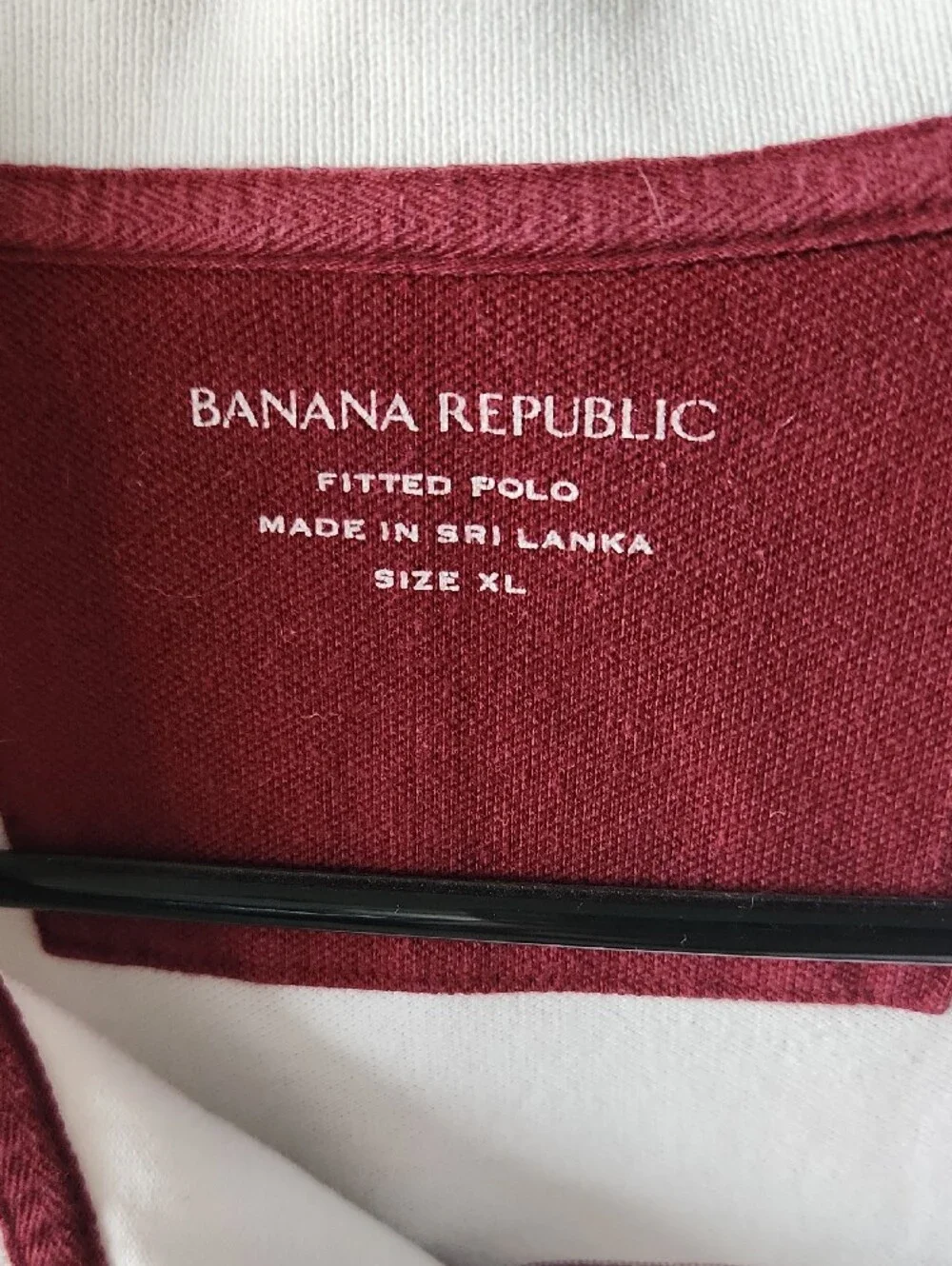 Banana Republic White Polo with Burgundy Stripes